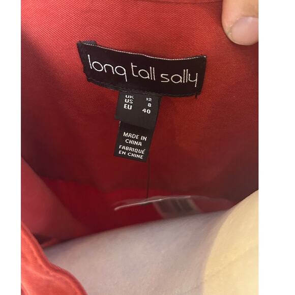 Long Tall Sally Women's Sz 8 Tall Burnt Orange Midi Tie Waist Shirt Dress #0600 - Picture 7 of 14